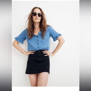 Stretch A-Line Mini Skirt in Black Frost